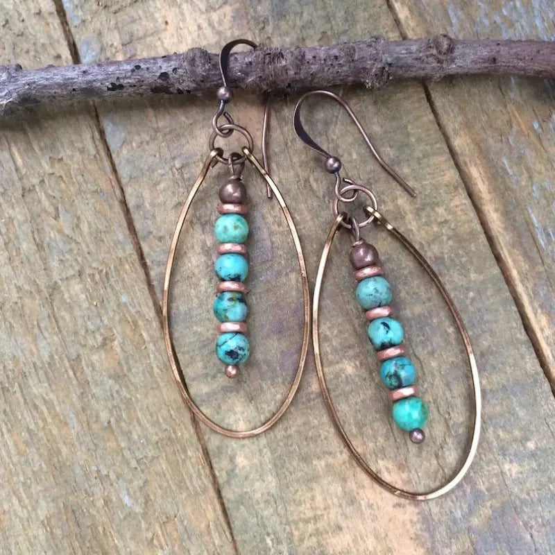 Turquoise Beaded Bohemian Vintage Earrings - product image 6
