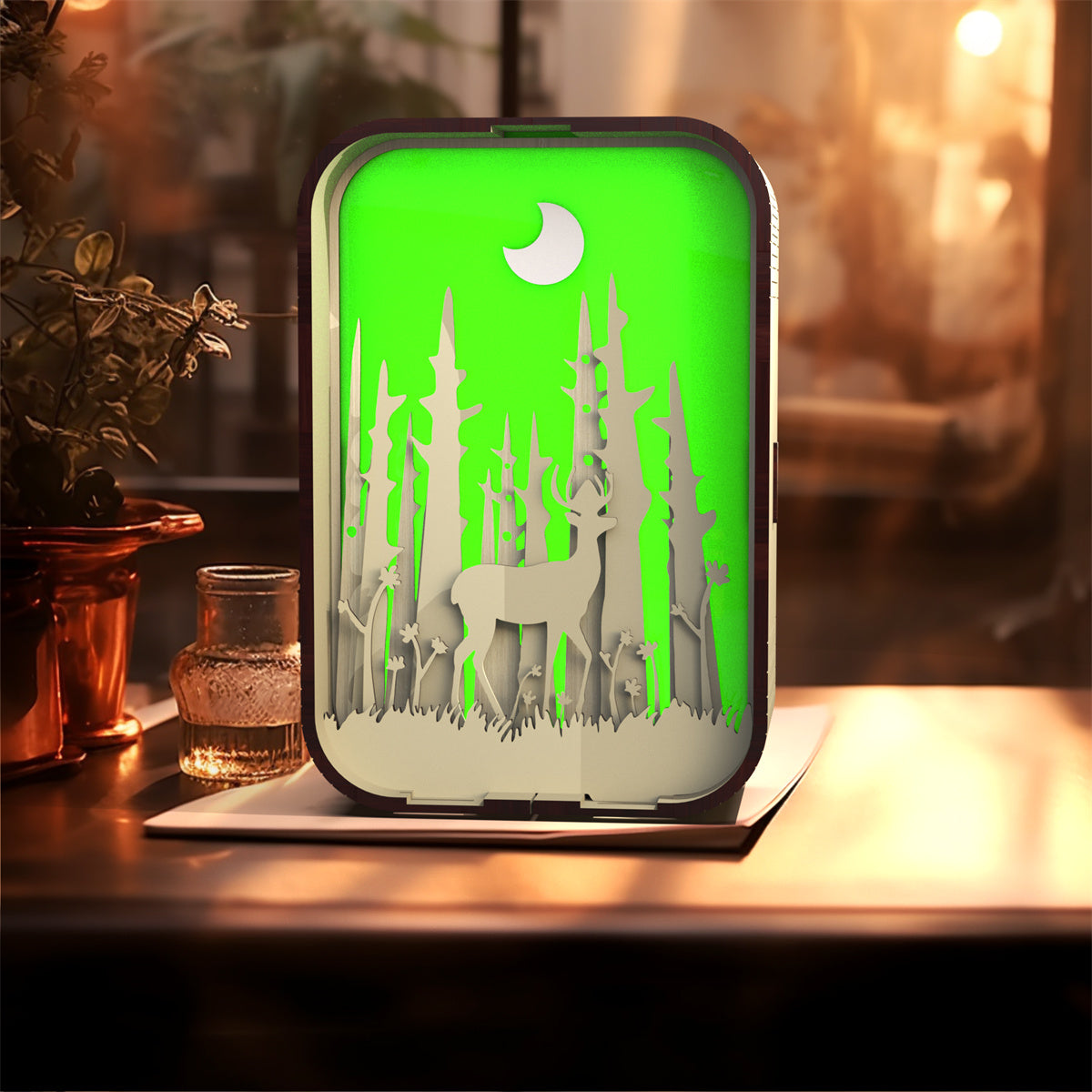 Wood-Carved Bedside Night Light