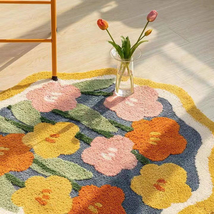 Soft Flower Round Bedside Rug Fluffy Plush Bedroom - product image 2