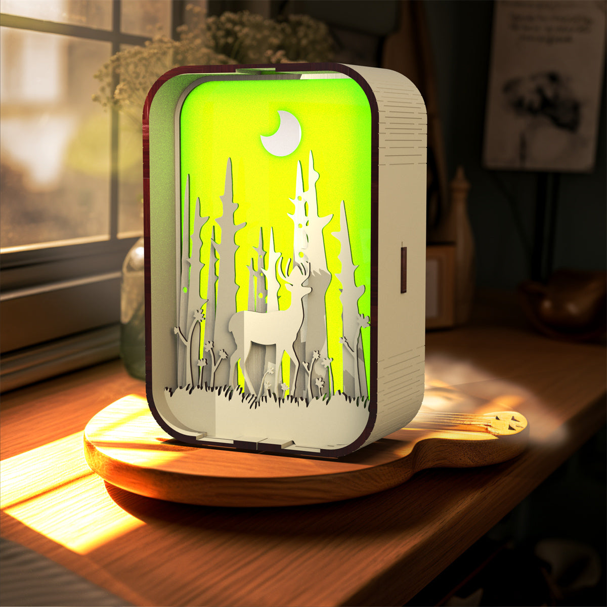 Wood-Carved Bedside Night Light