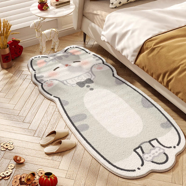 Bedroom Cartoon Cute Kitten Thickened Cashmere Rug