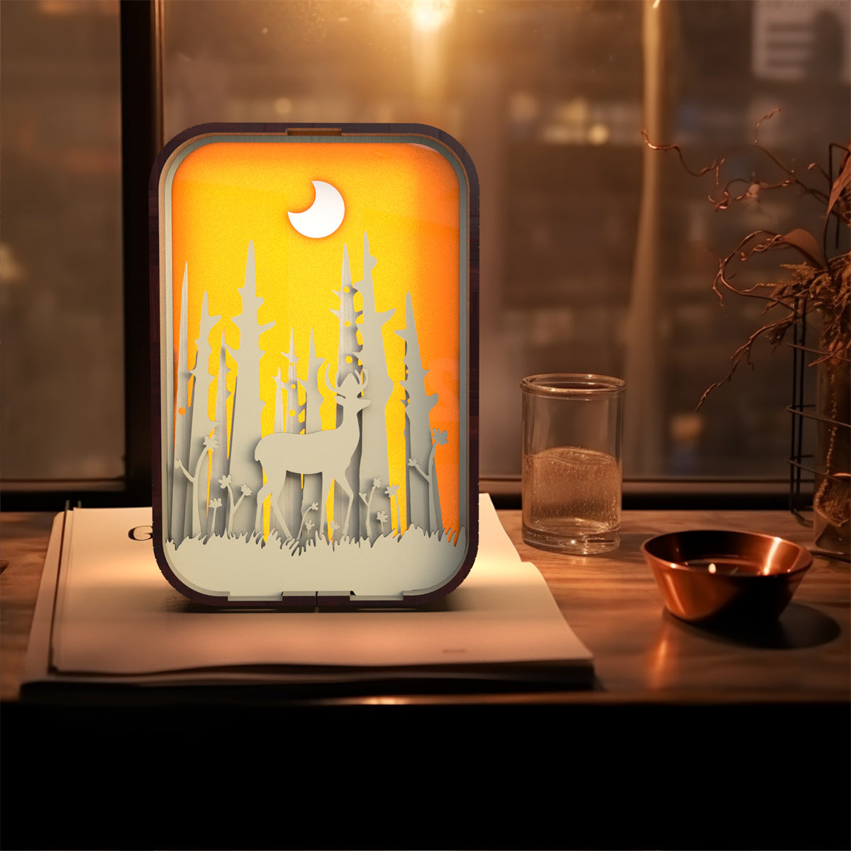 Wood-Carved Bedside Night Light