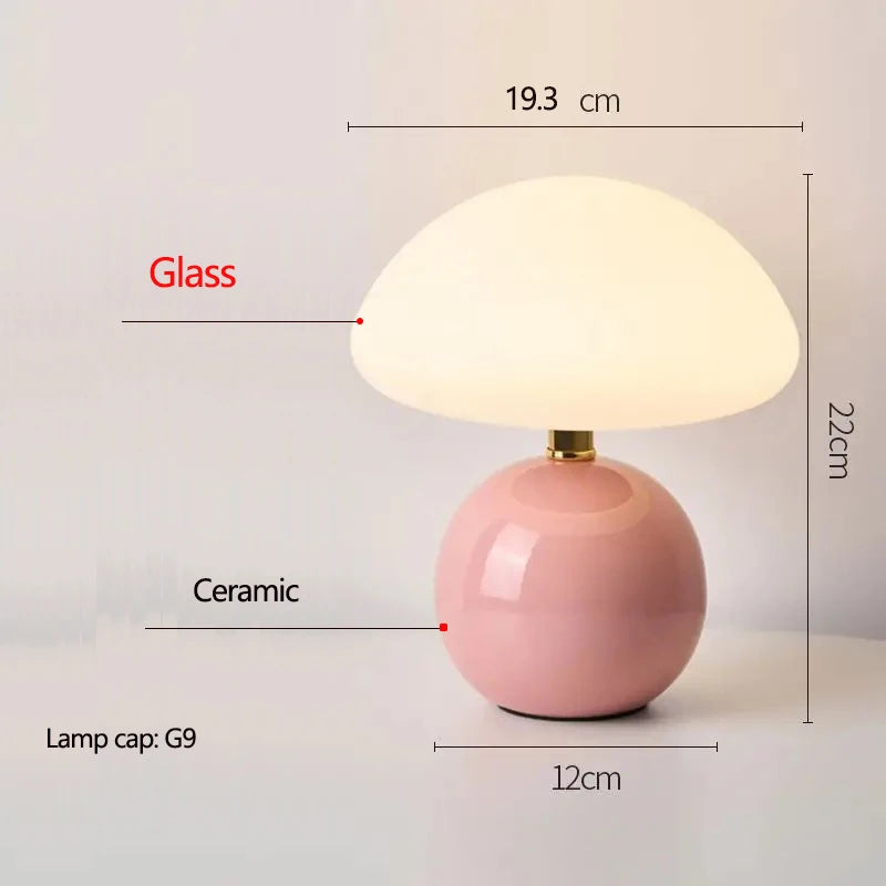 Ceramic Mushroom Table Lamp Nordic Cream Style Bedroom Bedside Living Room and Dining Room Table Lamp Atmosphere Table Lamp