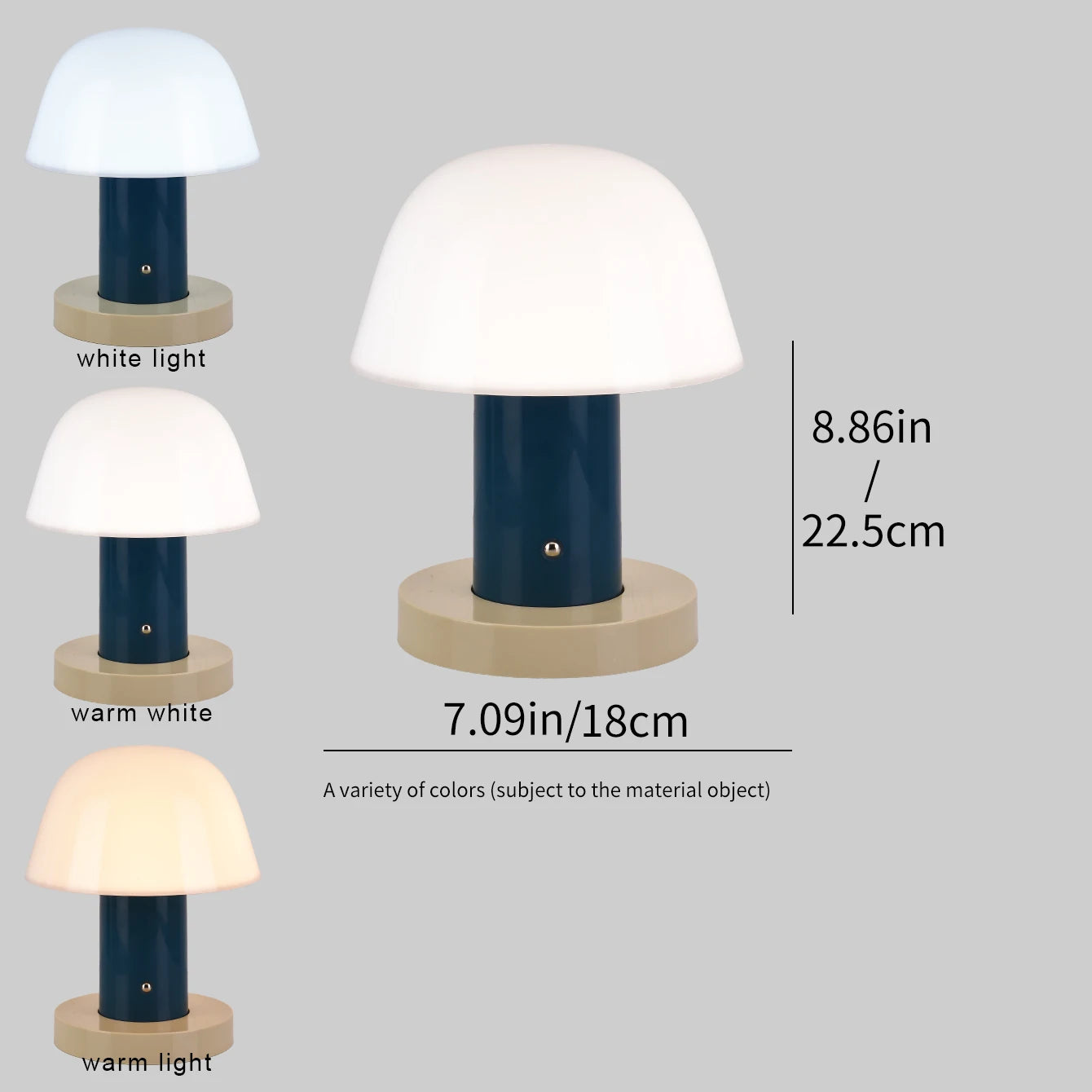 Bedroom Living Room Dining Room Outdoor Rechargeable Mushroom Table Lamp LED Touch Switch Small Mushroom Night Light