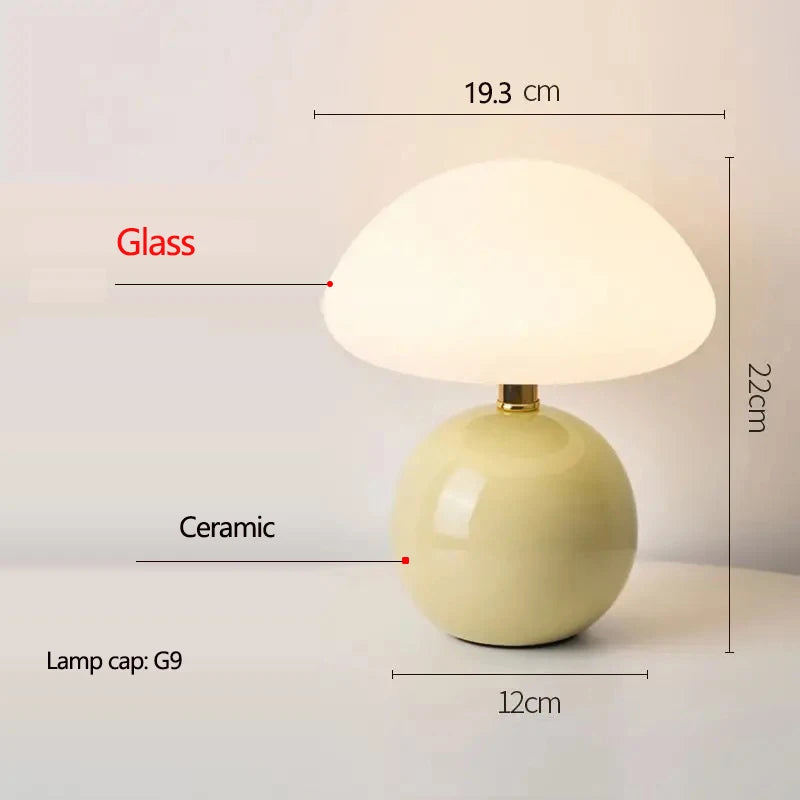 Ceramic Mushroom Table Lamp Nordic Cream Style Bedroom Bedside Living Room and Dining Room Table Lamp Atmosphere Table Lamp