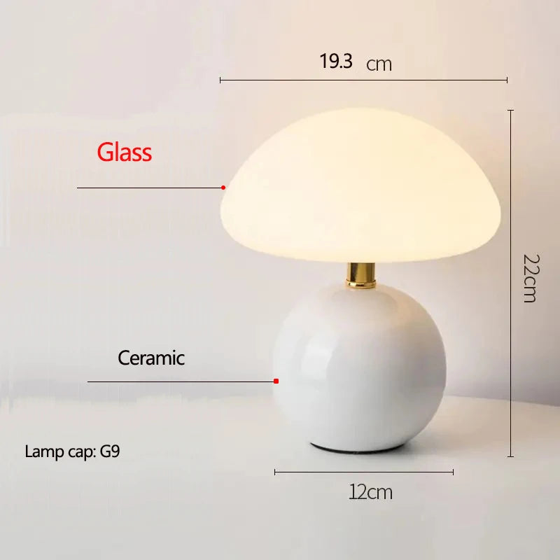 Ceramic Mushroom Table Lamp Nordic Cream Style Bedroom Bedside Living Room and Dining Room Table Lamp Atmosphere Table Lamp
