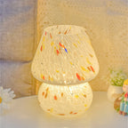 Glass LED Table Lamp Korean Ins Style Striped Mushroom Lamp Desk for Bedroom Bedside Lamp Home Decor Cute Mini Holiday Gifts