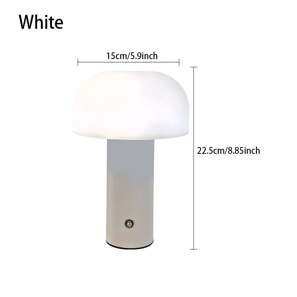 New Mushroom Lamp LED Charging Table Lamp 3-colors Dimming Desk Lamp Mushroom Night Light for Bar Restaurant Bedroom Decoration