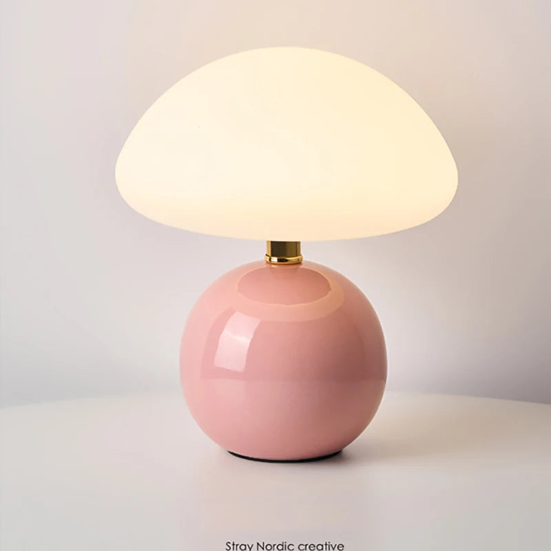 Ceramic Mushroom Table Lamp Nordic Cream Style Bedroom Bedside Living Room and Dining Room Table Lamp Atmosphere Table Lamp