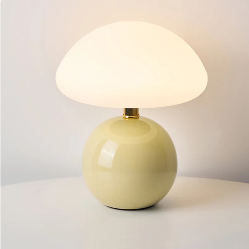 Ceramic Mushroom Table Lamp Nordic Cream Style Bedroom Bedside Living Room and Dining Room Table Lamp Atmosphere Table Lamp