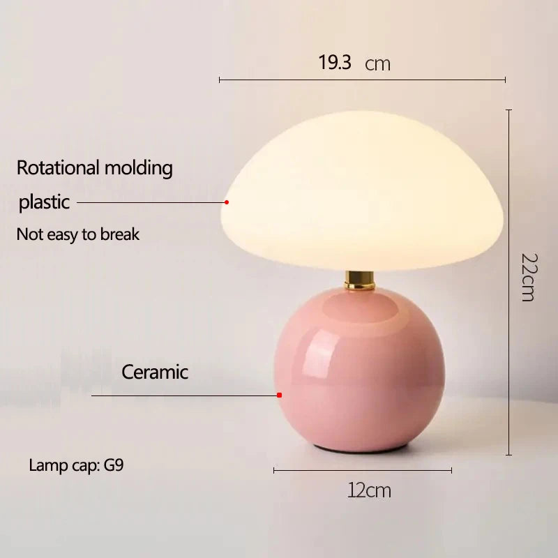 Ceramic Mushroom Table Lamp Nordic Cream Style Bedroom Bedside Living Room and Dining Room Table Lamp Atmosphere Table Lamp
