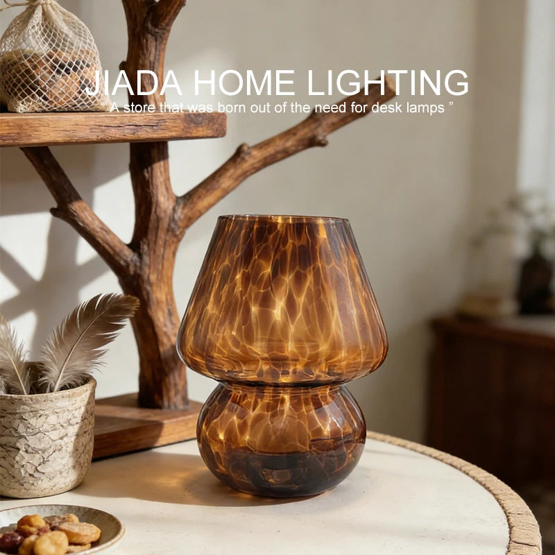 Colorful Glass Mushroom Table Lamp Bedside Lamp Cream Style Simple Girly Atmosphere Lamp Bedroom Decoration Lamp