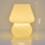 Glass LED Table Lamp Korean Ins Style Striped Mushroom Lamp Desk for Bedroom Bedside Lamp Home Decor Cute Mini Holiday Gifts