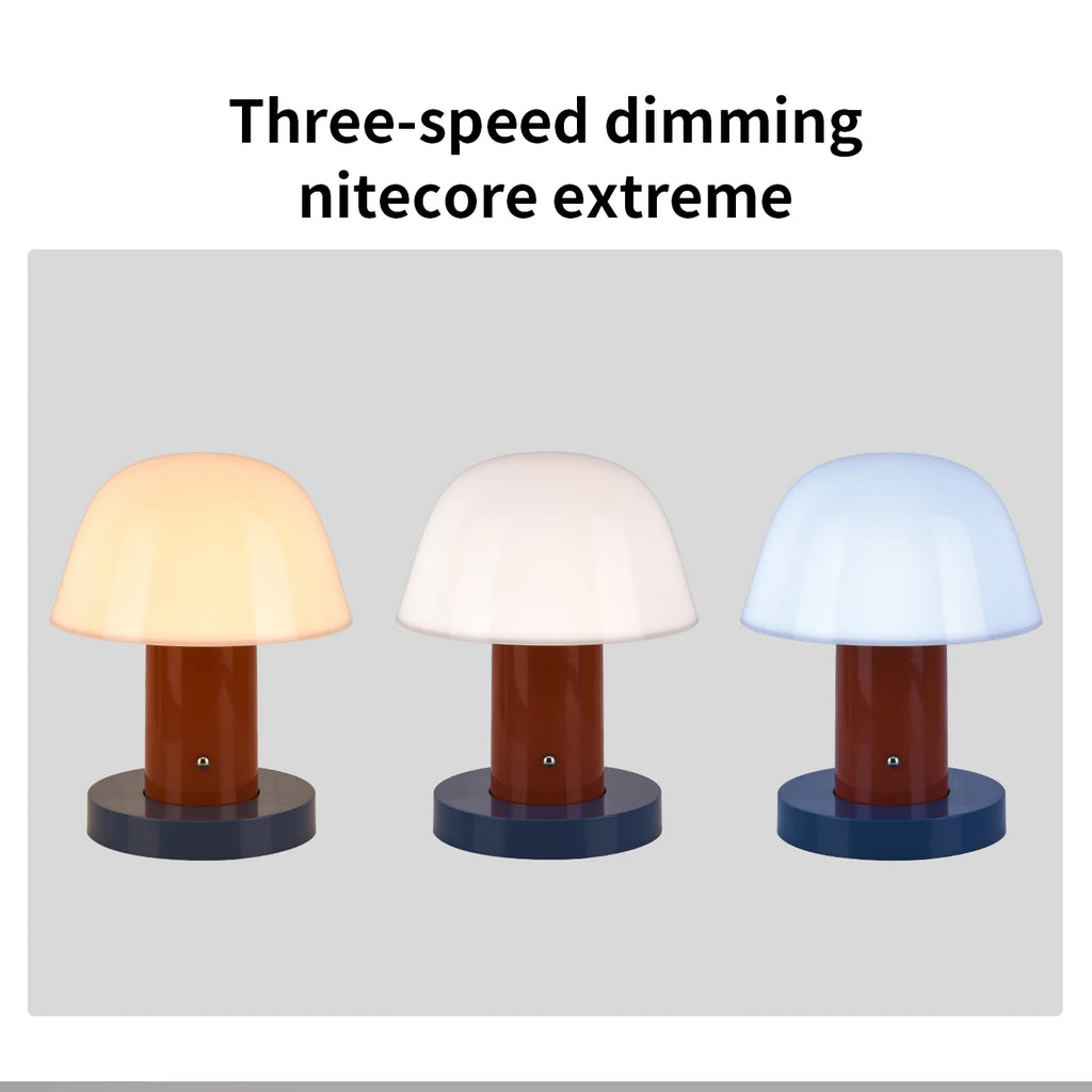 Bedroom Living Room Dining Room Outdoor Rechargeable Mushroom Table Lamp LED Touch Switch Small Mushroom Night Light
