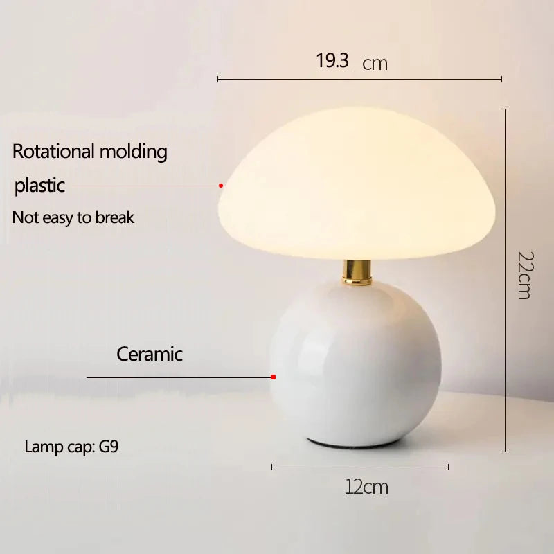 Ceramic Mushroom Table Lamp Nordic Cream Style Bedroom Bedside Living Room and Dining Room Table Lamp Atmosphere Table Lamp
