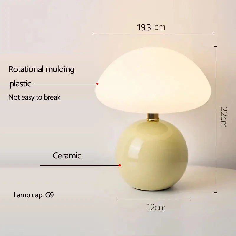 Ceramic Mushroom Table Lamp Nordic Cream Style Bedroom Bedside Living Room and Dining Room Table Lamp Atmosphere Table Lamp