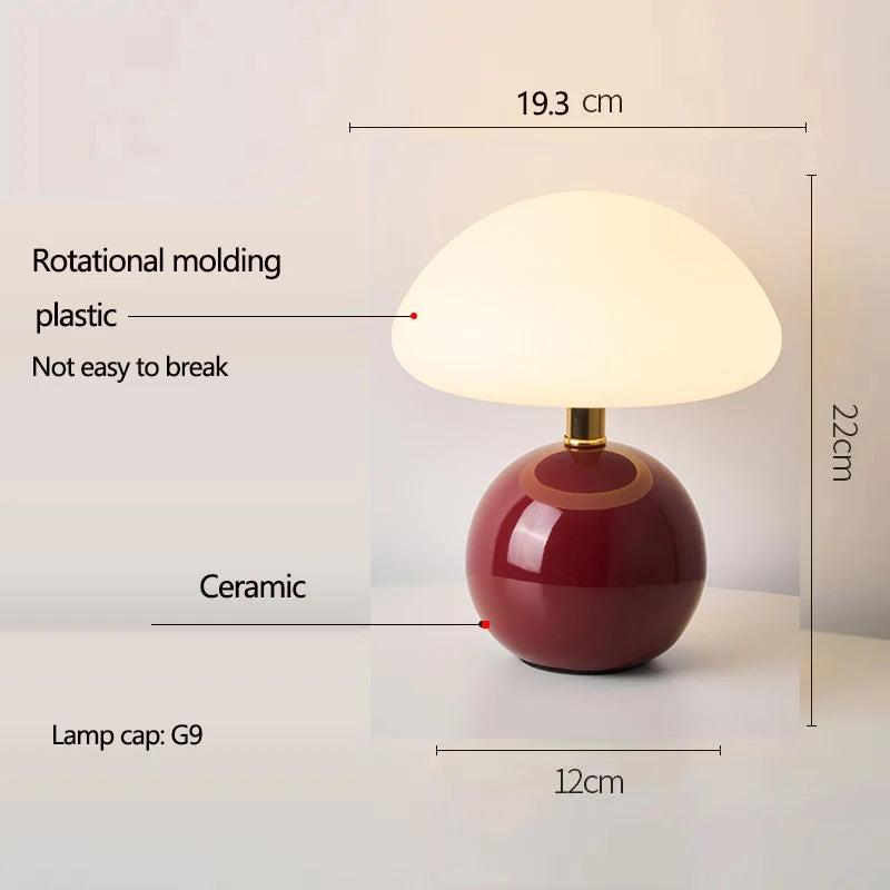 Ceramic Mushroom Table Lamp Nordic Cream Style Bedroom Bedside Living Room and Dining Room Table Lamp Atmosphere Table Lamp