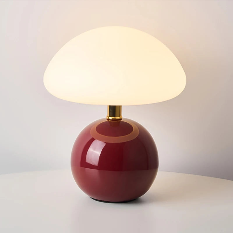 Ceramic Mushroom Table Lamp Nordic Cream Style Bedroom Bedside Living Room and Dining Room Table Lamp Atmosphere Table Lamp