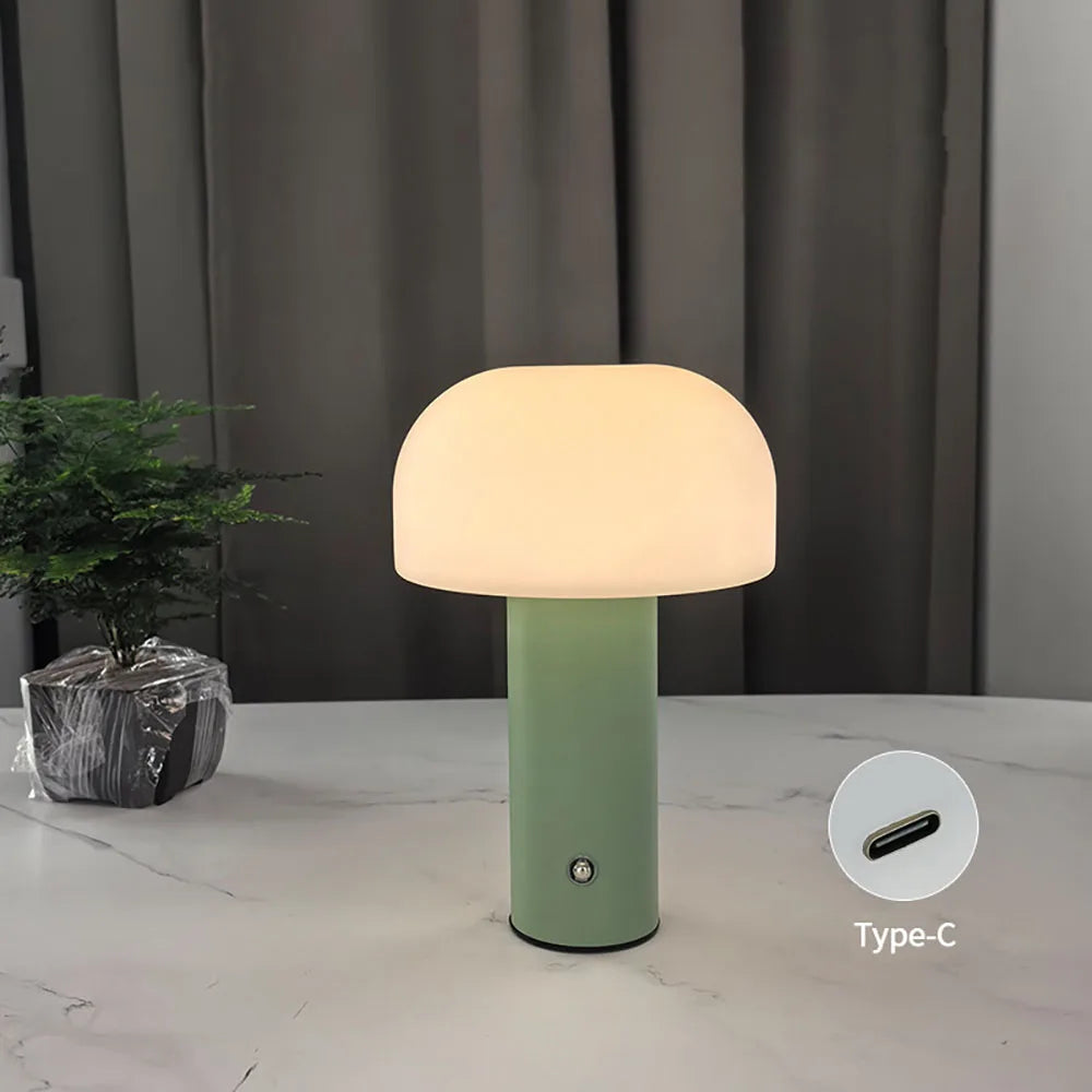 New Mushroom Lamp LED Charging Table Lamp 3-colors Dimming Desk Lamp Mushroom Night Light for Bar Restaurant Bedroom Decoration