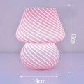 Glass LED Table Lamp Korean Ins Style Striped Mushroom Lamp Desk for Bedroom Bedside Lamp Home Decor Cute Mini Holiday Gifts