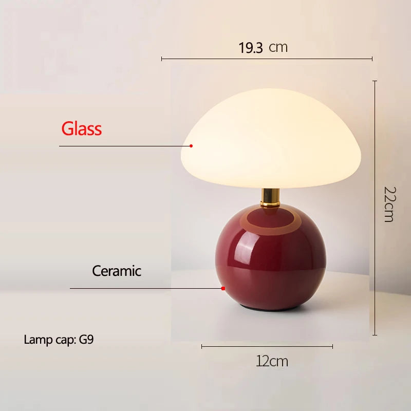 Ceramic Mushroom Table Lamp Nordic Cream Style Bedroom Bedside Living Room and Dining Room Table Lamp Atmosphere Table Lamp