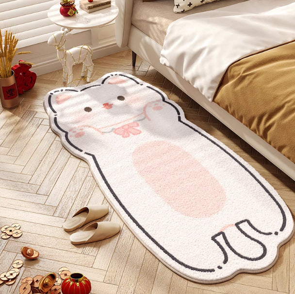 Bedroom Cartoon Cute Kitten Thickened Cashmere Rug