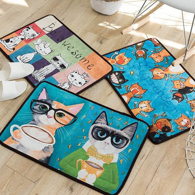 Cute Cat Entrance Doormat Living Room Rug